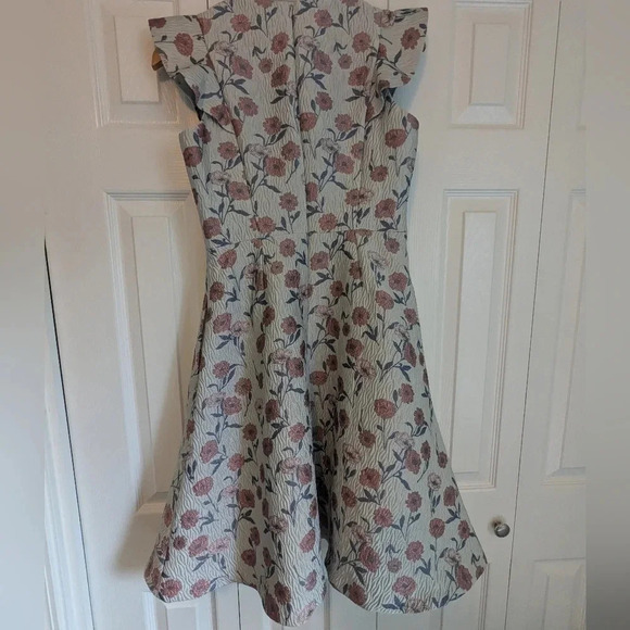 NWOT Gal Meets Glam Floral Lola Orange Silver Grey Lola Dress Fit Flare 6 Petite - Picture 6 of 9